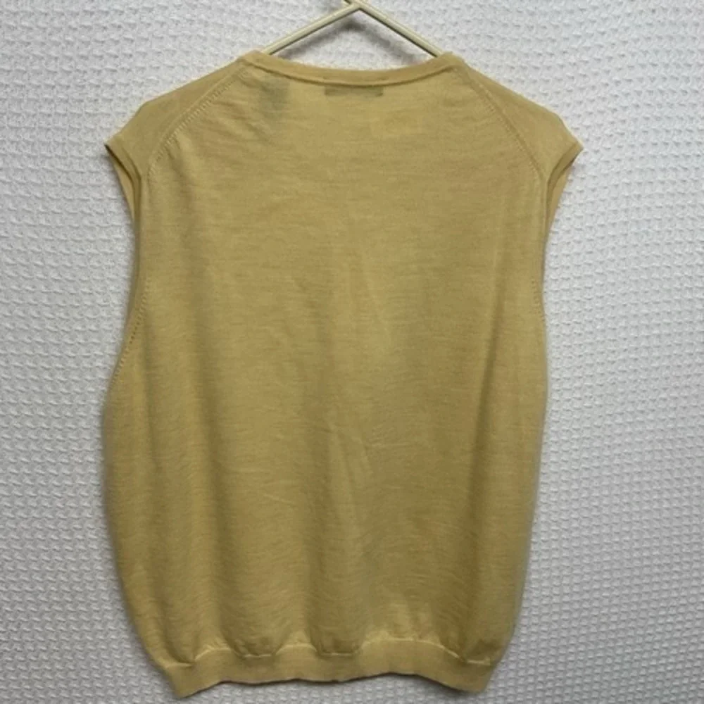 NWOT J. Ashford Wool Mark Yellow V-Neck Sweater Vest Men XL Italy 100% Wool